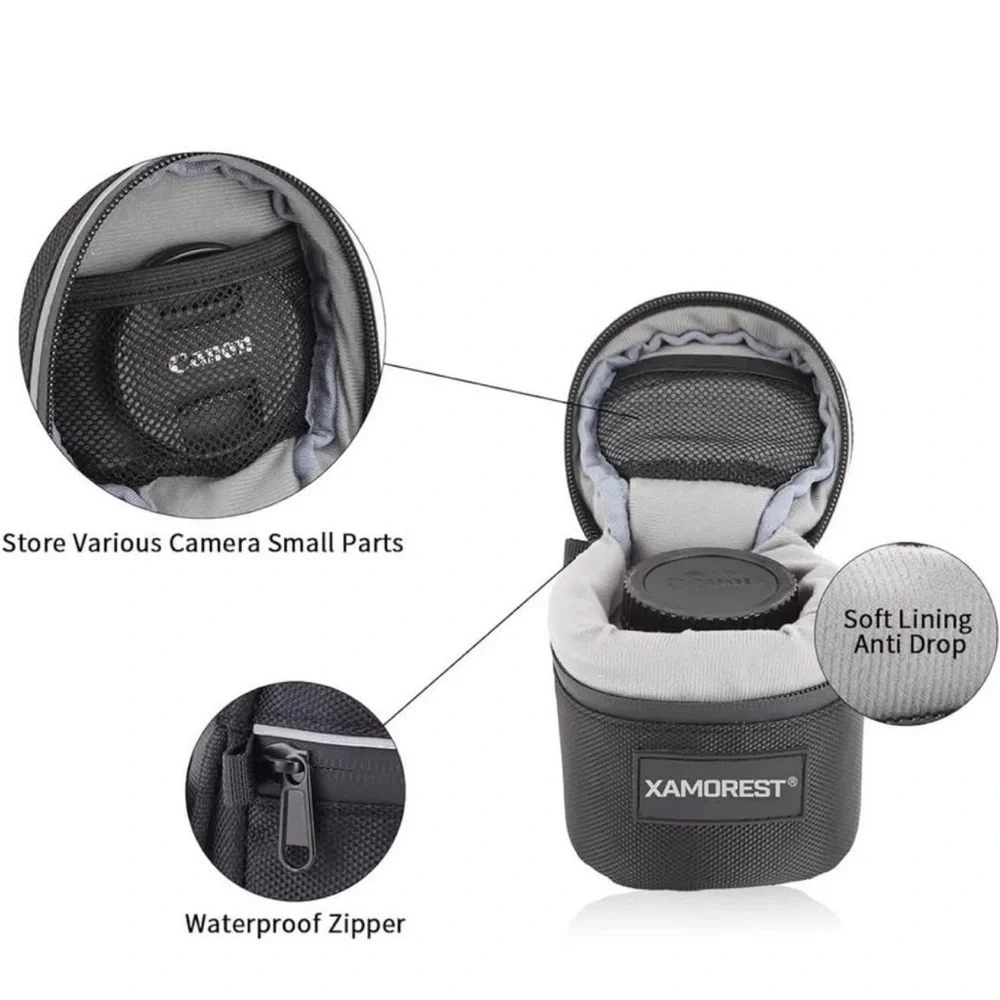 Camera Lens Case Lens Bag Compatible - Nylon, Black